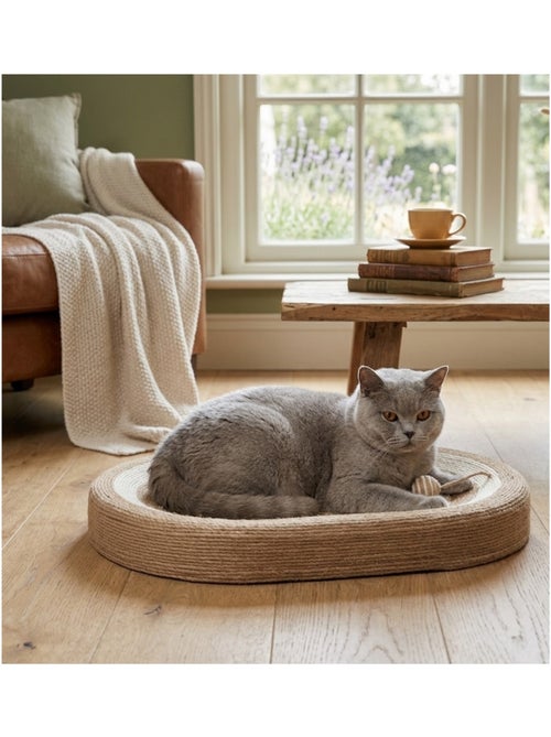 Panier a griffer ovale pour chat avec balle - Kiabi Panier a griffer ovale pour chat avec balle - Kiabi