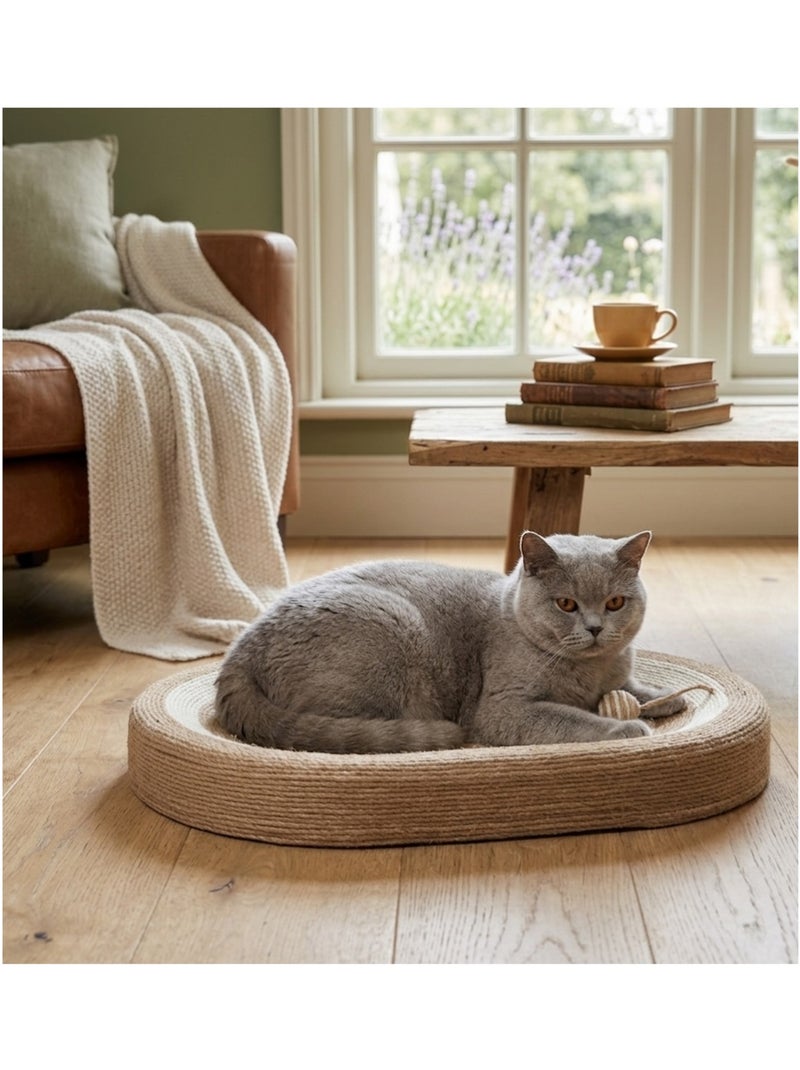 Panier a griffer ovale pour chat avec balle Marron - Kiabi