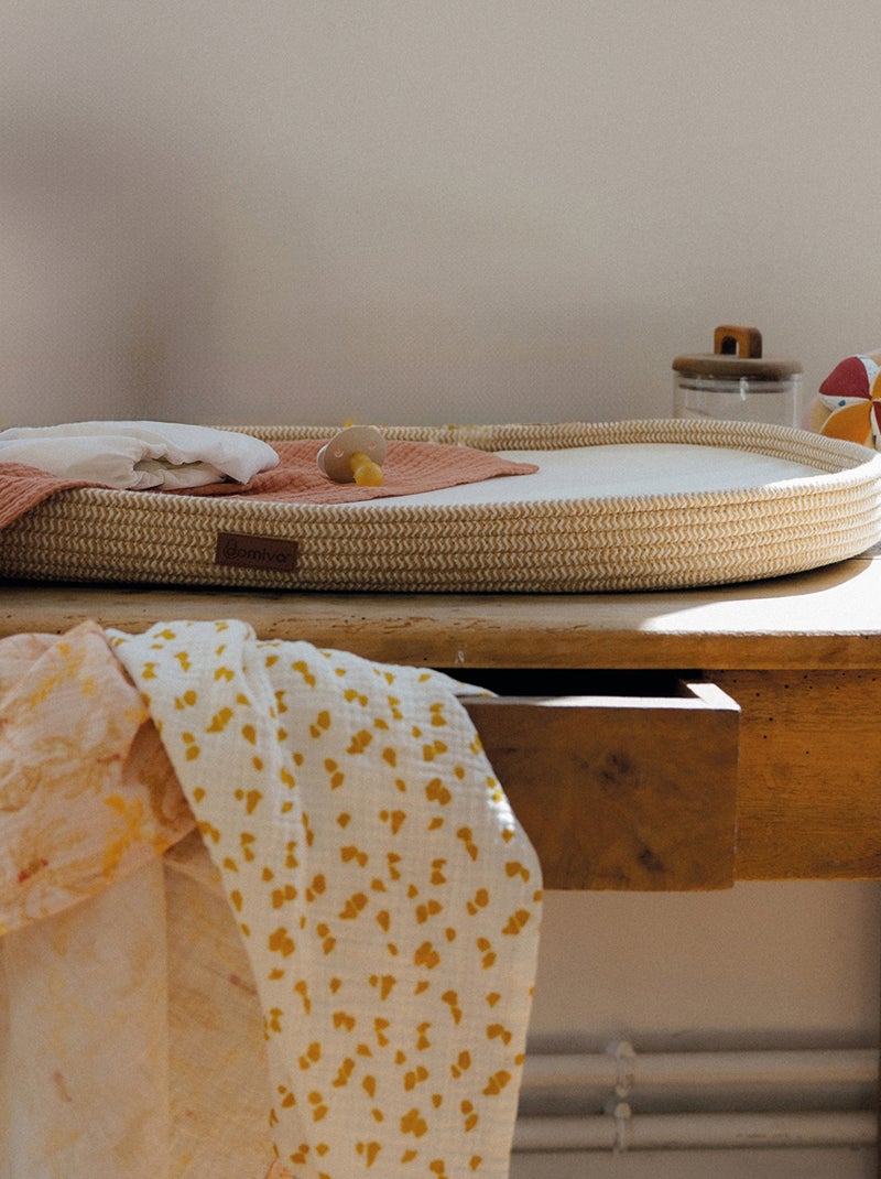 Panier à langer tressé avec matelas Beige - Kiabi