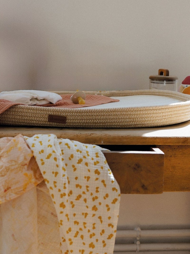 Panier à langer tressé avec matelas Beige - Kiabi
