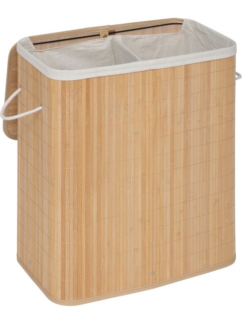 Panier à linge 100L double en bambou - Kiabi