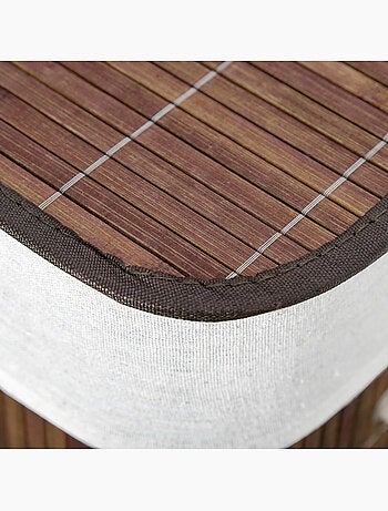 Panier à linge 2 bacs bambou sac amovible en toile