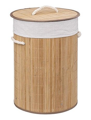 Panier à linge 48L rond bambou