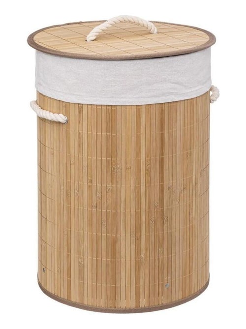 Panier à linge 48L rond bambou - Kiabi