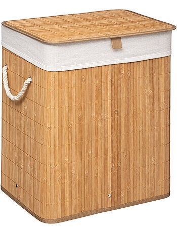 Panier à linge 60L en bambou avec anse