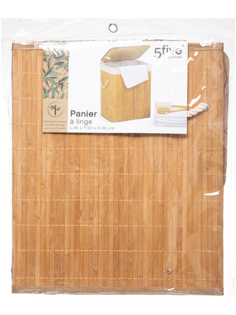 Panier à linge 60L en bambou avec anse Marron - Kiabi