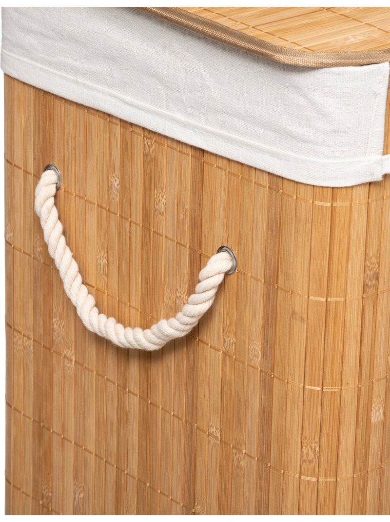 Panier à linge 60L en bambou avec anse Marron - Kiabi