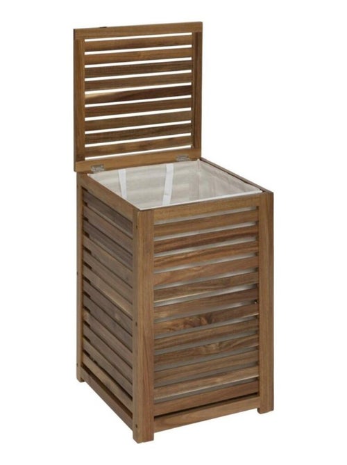 Panier à linge 65L bois acacia - Kiabi Panier à linge 65L bois acacia - Kiabi