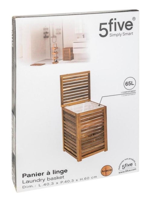 Panier à linge 65L bois acacia - Kiabi Panier à linge 65L bois acacia - Kiabi