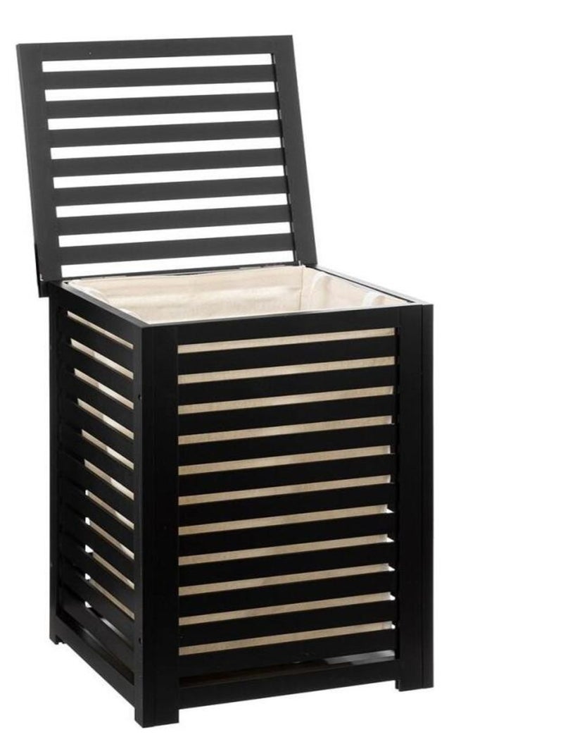 Panier à linge 65L bois noir Noir - Kiabi