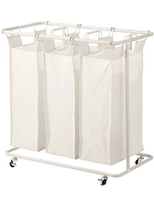 Panier à linge à roulettes 3 compartiments LINEA - Kiabi Panier à linge à roulettes 3 compartiments LINEA - Kiabi