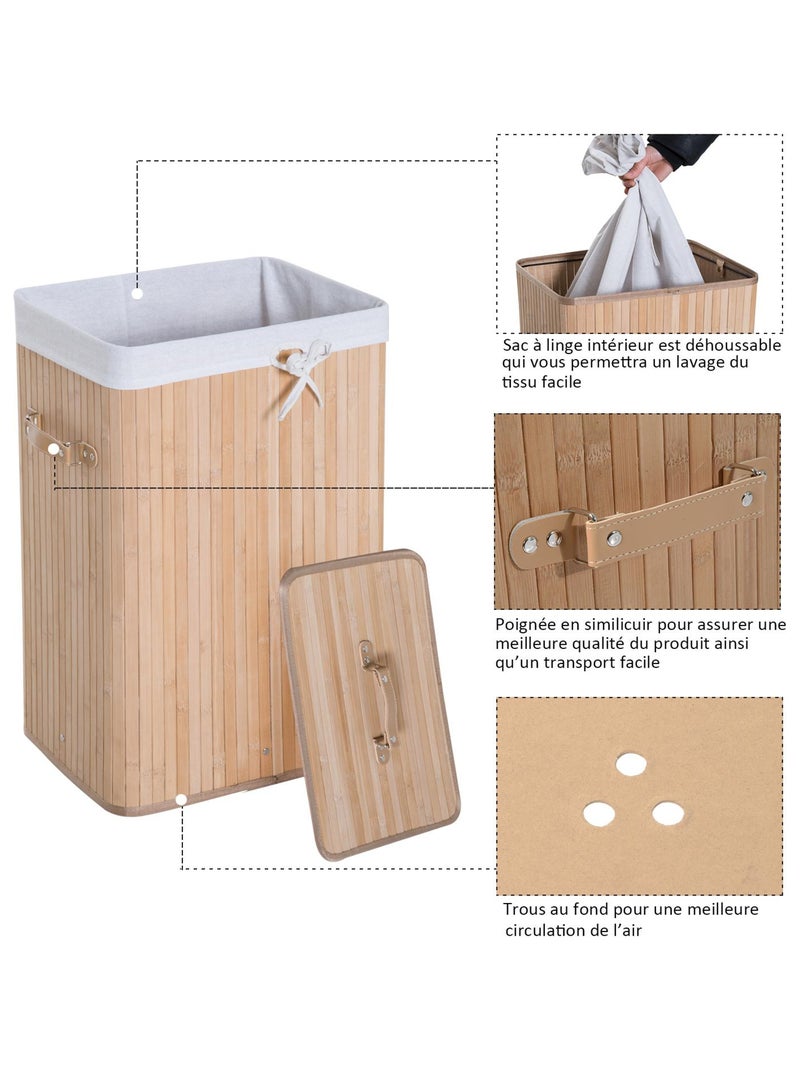 Panier à linge bambou beige Beige - Kiabi