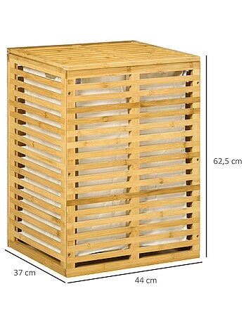 Panier à linge bambou sac amovible polyester beige