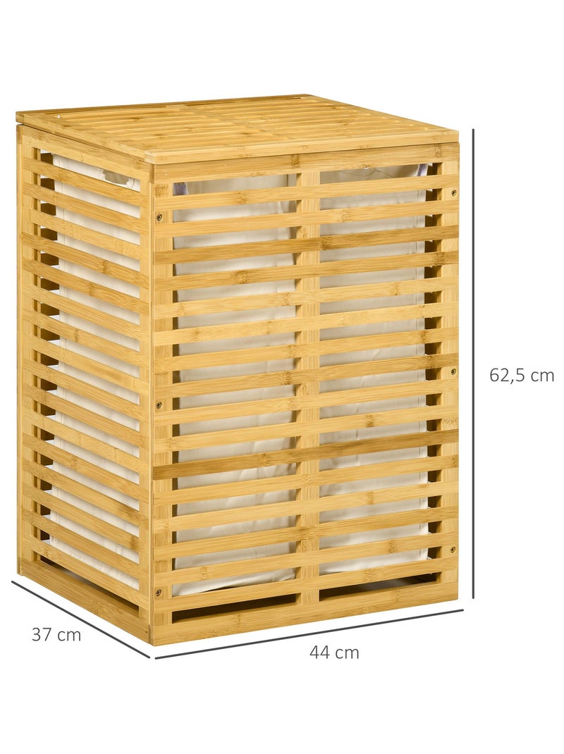 Panier à linge bambou sac amovible polyester beige Beige - Kiabi