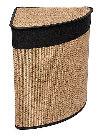 Panier à linge d'angle 48L bambou et tissu