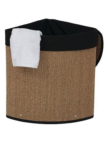 Panier à linge d'angle 48L bambou et tissu