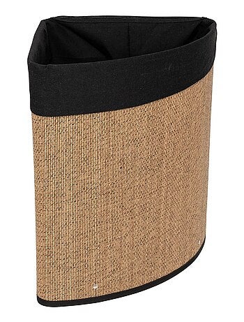 Panier à linge d'angle 48L bambou et tissu