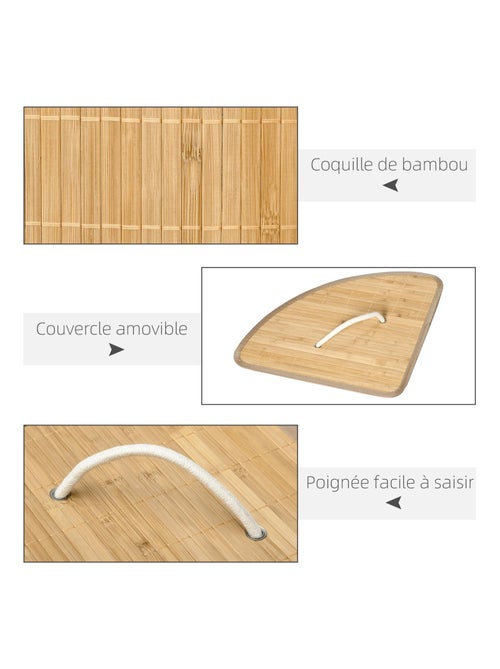 Panier à linge d'angle 55 L bambou housse tissu - Kiabi