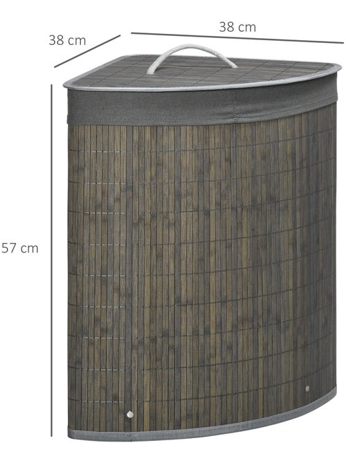 Panier à linge d'angle 55 L bambou housse tissu - Kiabi