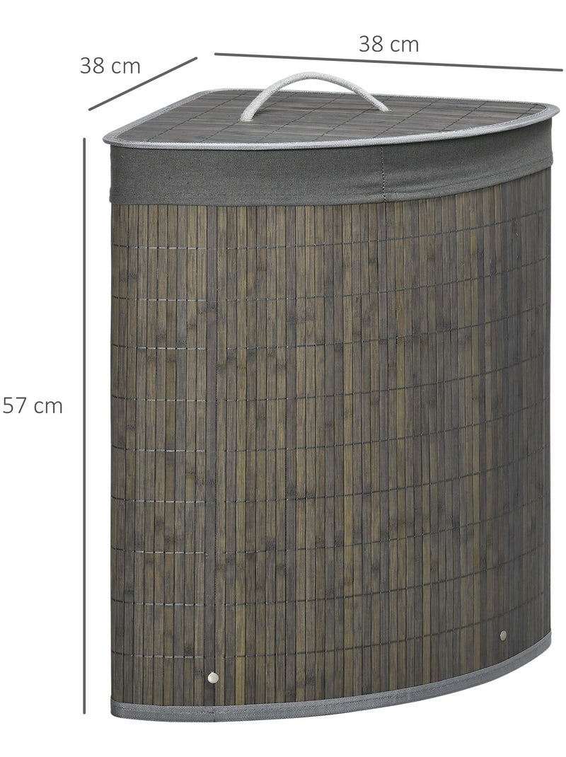 Panier à linge d'angle 55 L bambou housse tissu Gris - Kiabi