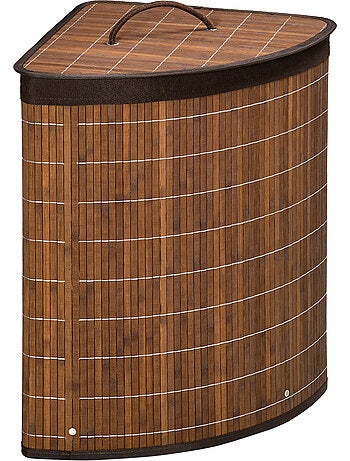 Panier à linge d'angle 55 l bambou housse tissu