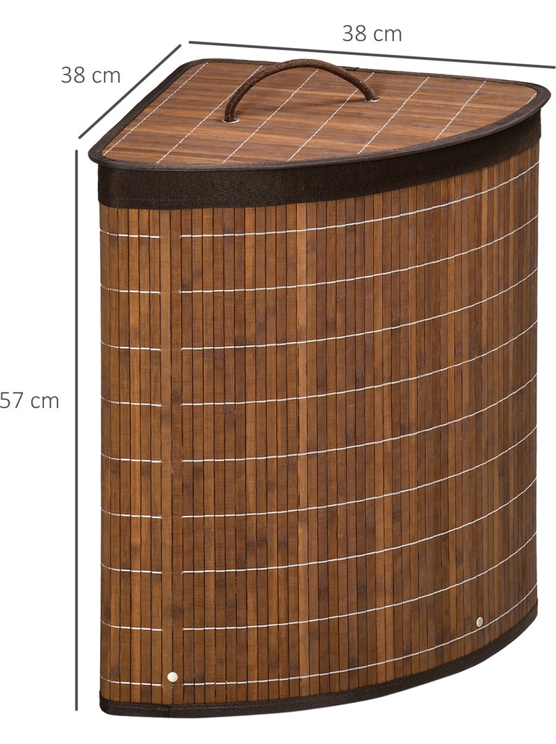 Panier à linge d'angle 55 l bambou housse tissu Marron - Kiabi