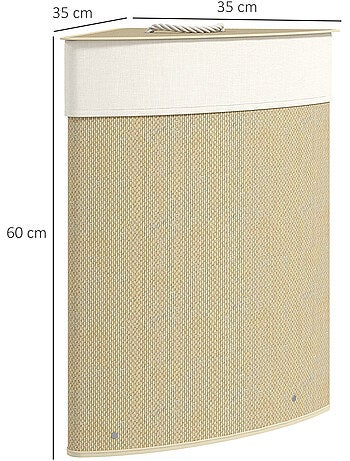 Panier à linge d'angle bambou 55l