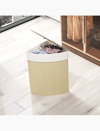 Panier à linge d'angle bambou 55l