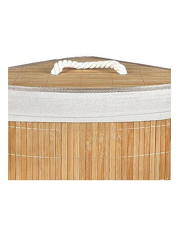 Panier à linge d'angle en bambou avec couvercle