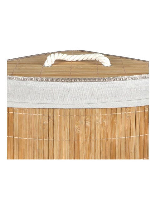 Panier à linge d'angle en bambou avec couvercle - Kiabi