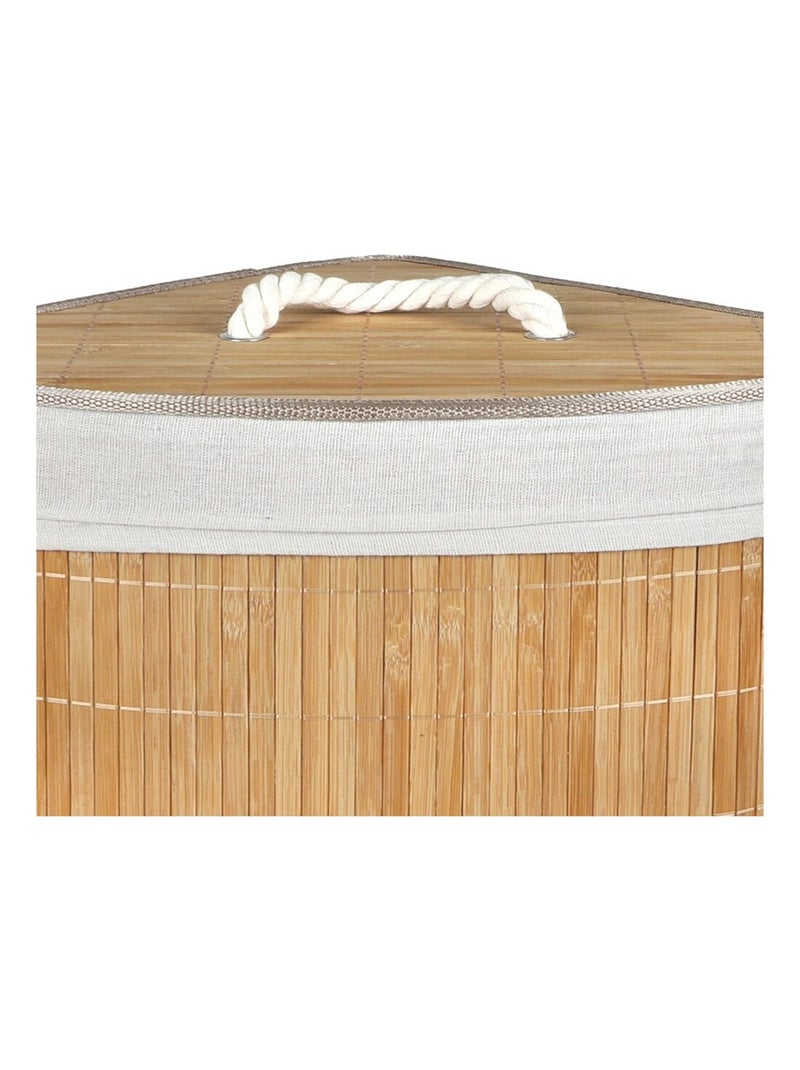 Panier à linge d'angle en bambou avec couvercle Beige - Kiabi