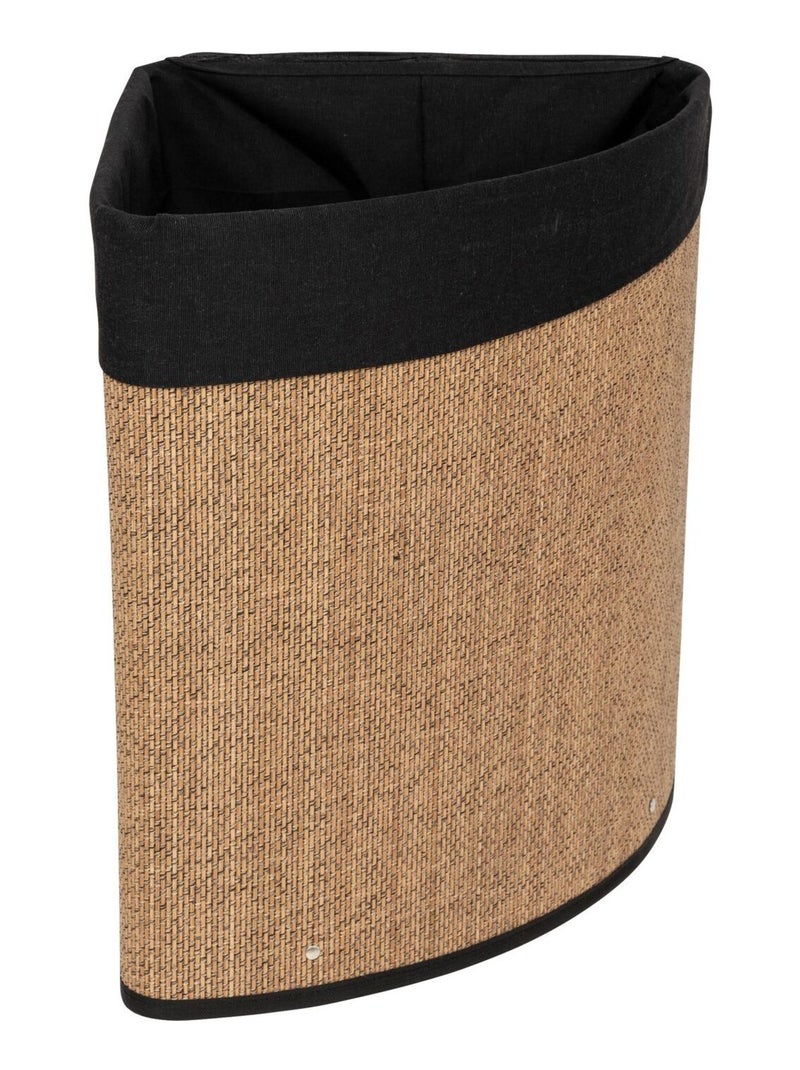 Panier à linge d'angle en bambou et tissu Noir - Kiabi
