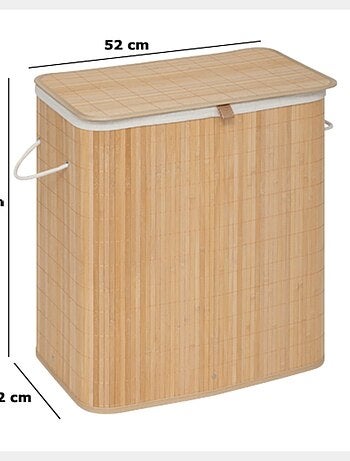 Panier à linge de tri rectangle 100L en bambou