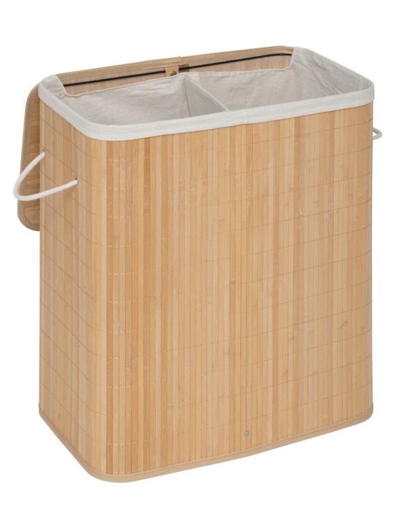 Panier à linge de tri rectangle 100L en bambou Beige - Kiabi