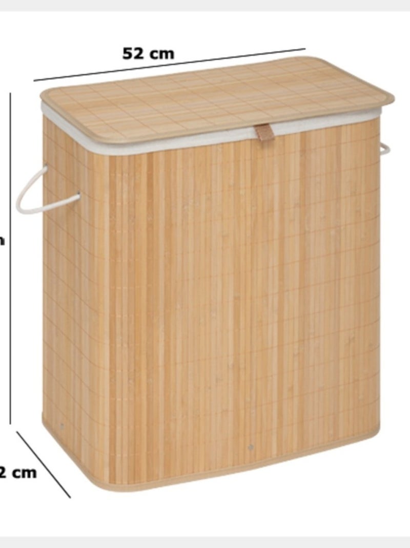 Panier à linge de tri rectangle 100L en bambou Beige - Kiabi