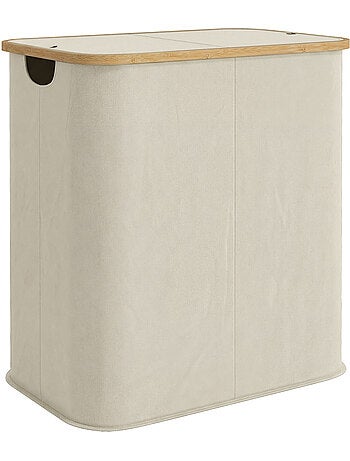 Panier à linge double pliable 80l non tissé bambou