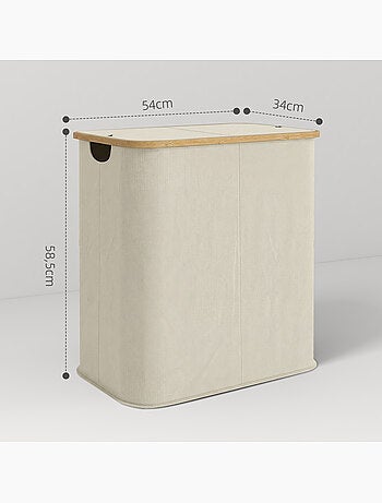 Panier à linge double pliable 80l non tissé bambou