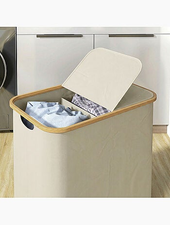 Panier à linge double pliable 80l non tissé bambou