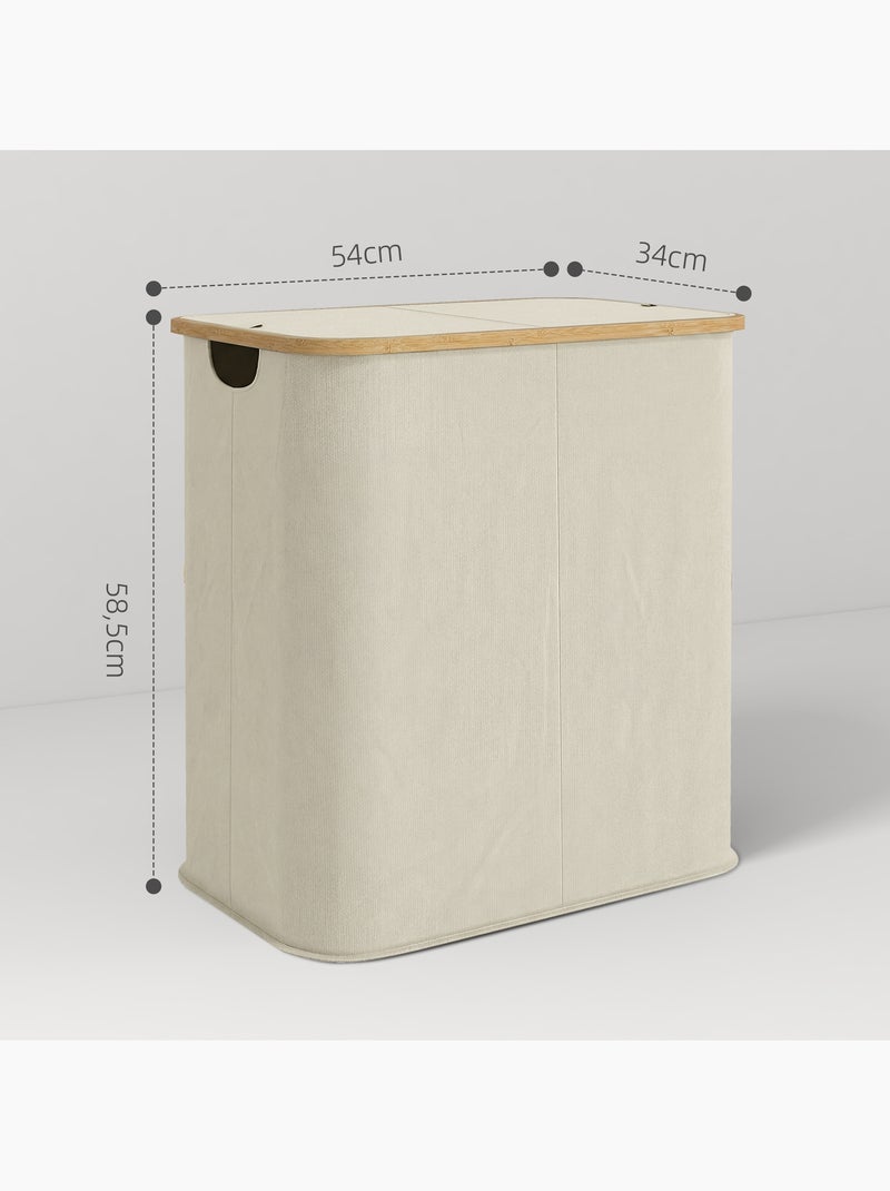 Panier à linge double pliable 80l non tissé bambou Beige - Kiabi