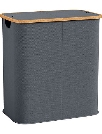 Panier à linge double pliable 80l non tissé bambou