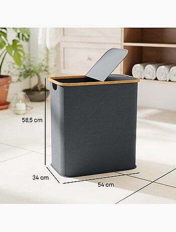 Panier à linge double pliable 80l non tissé bambou