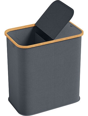 Panier à linge double pliable 80l non tissé bambou