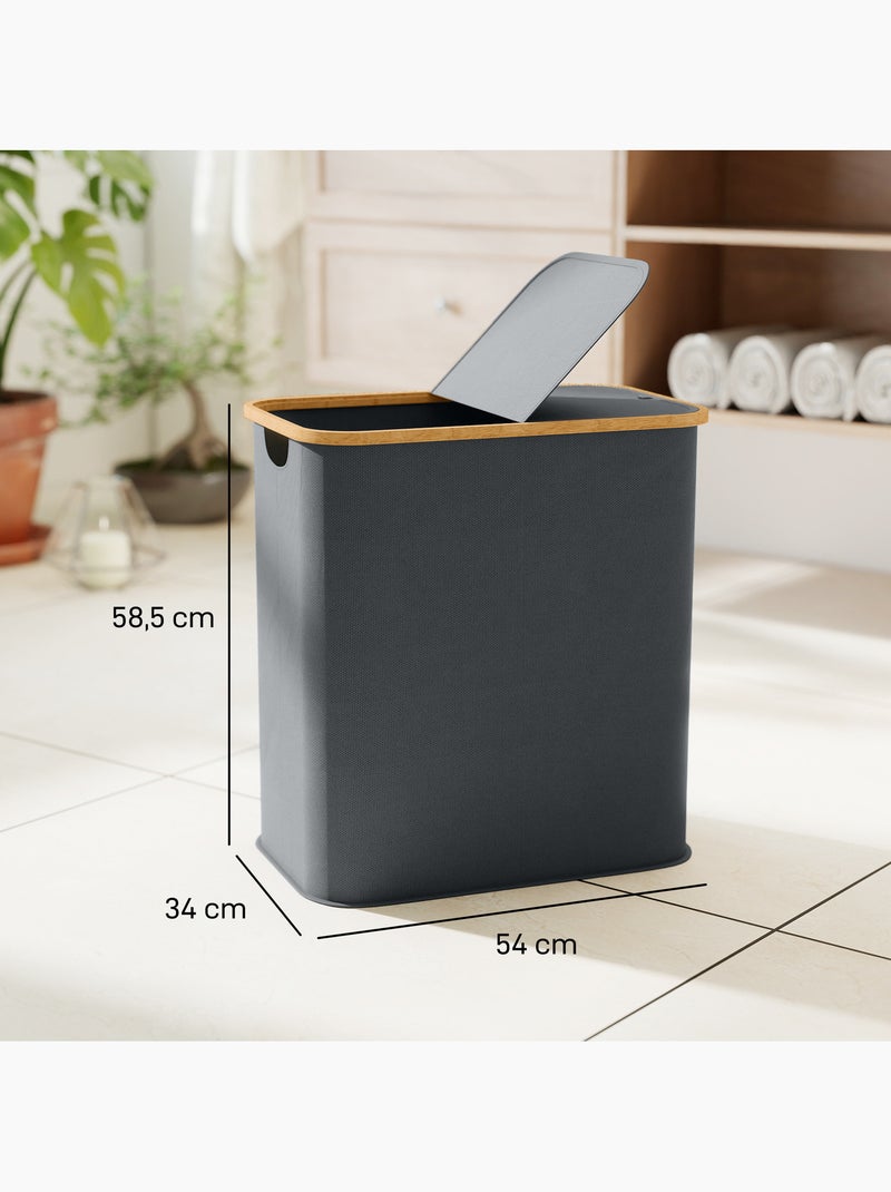 Panier à linge double pliable 80l non tissé bambou Gris - Kiabi