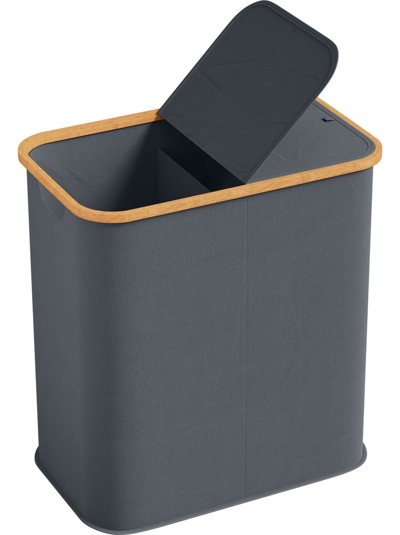 Panier à linge double pliable 80l non tissé bambou Gris - Kiabi