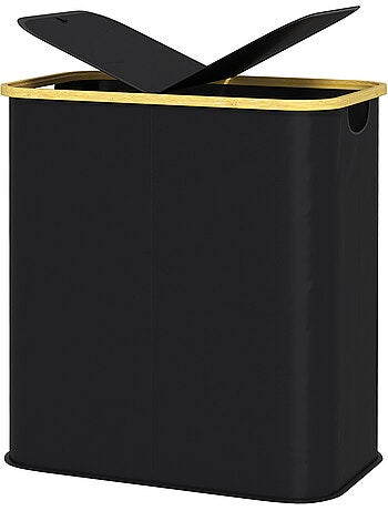 Panier à linge double pliable 80l non tissé bambou