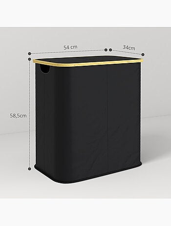 Panier à linge double pliable 80l non tissé bambou