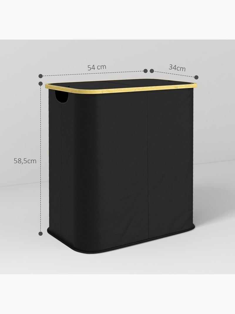 Panier à linge double pliable 80l non tissé bambou Noir - Kiabi
