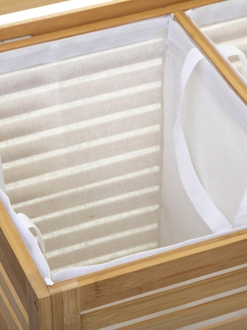 Panier à linge double Sicela bambou Beige - Kiabi