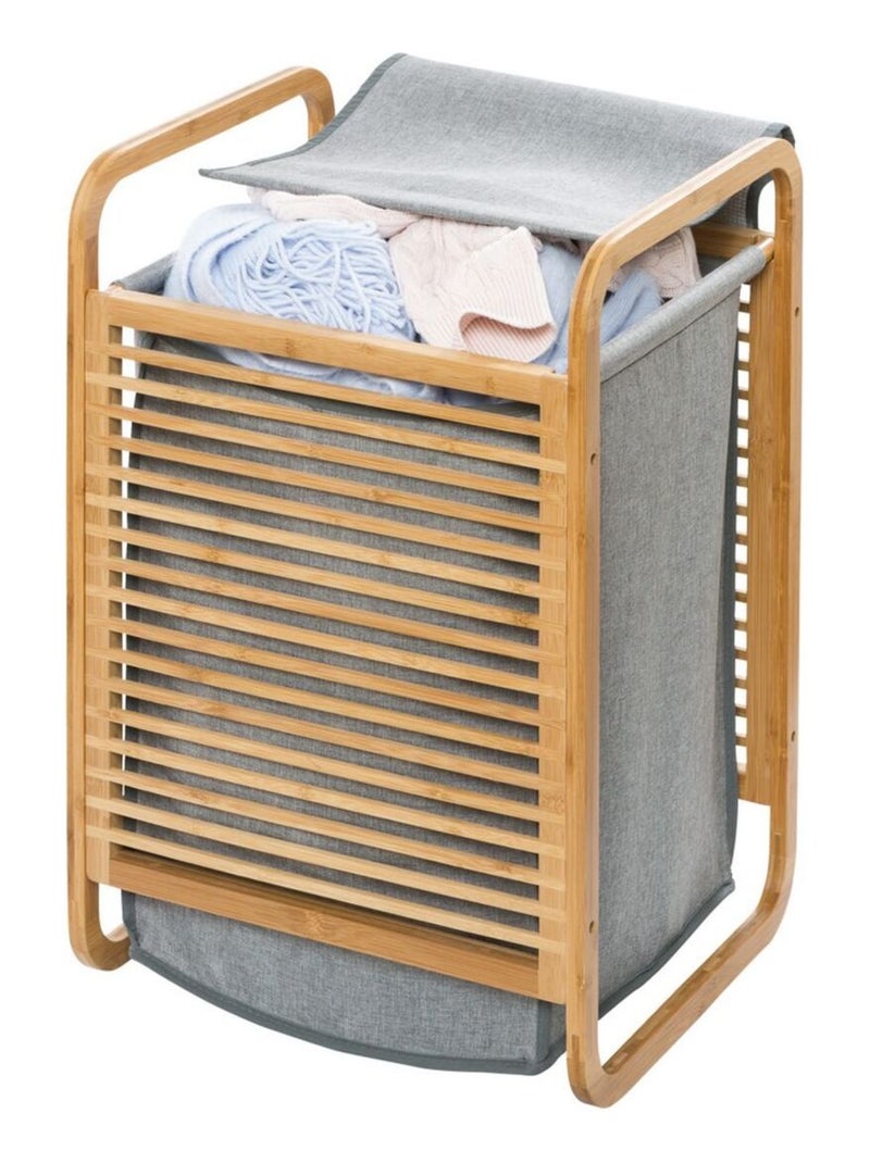 Panier à linge en bambou avec sac amovible BAHARI Gris - Kiabi