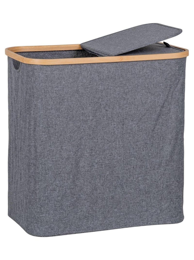 Panier à linge en bambou gris foncé 54 x 33 x 54 - House Nordic Gris - Kiabi